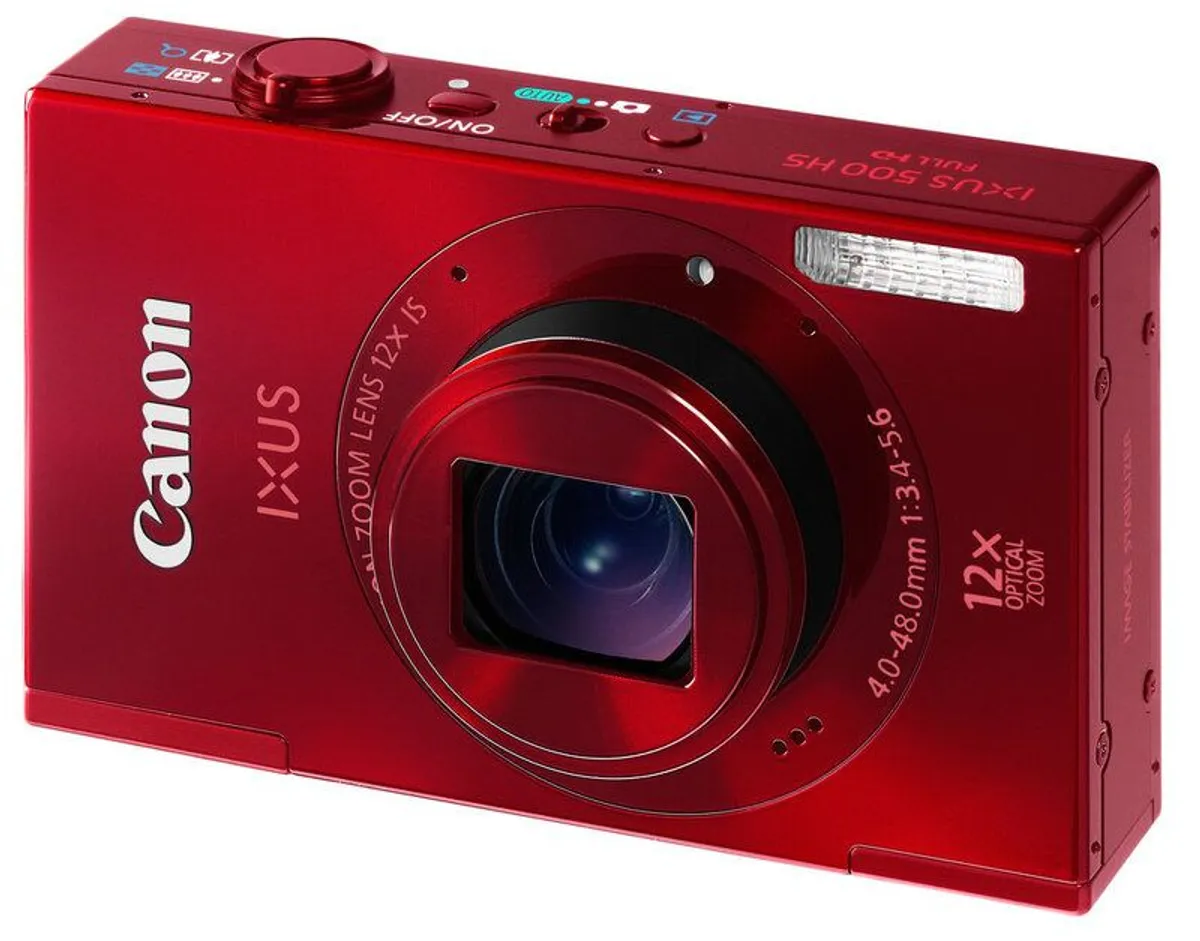 Canon IXUS PC1736 (IXUS 500 HS Full HD) Red Compact Digital Camera 12x Optical Zoom - Image 1