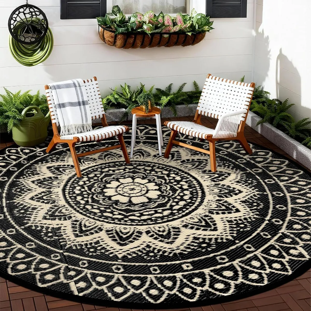 Round Outdoor Rug for Patio 300cm Reversible - Image 1