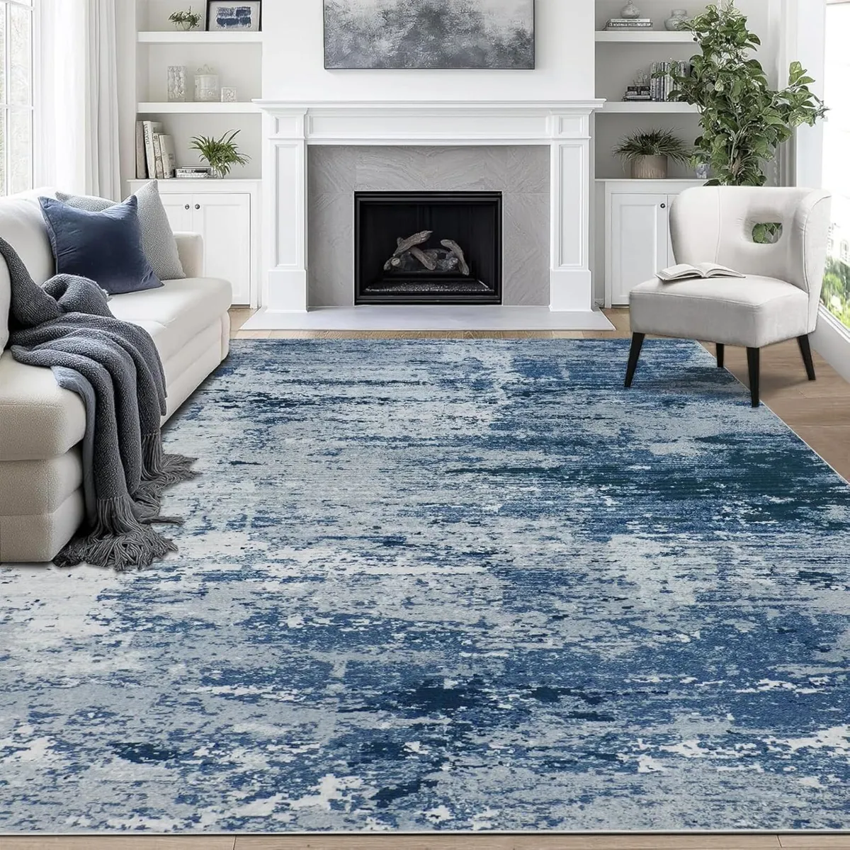 Washable Rugs Living Room Large 160x230cm Blue - Image 1