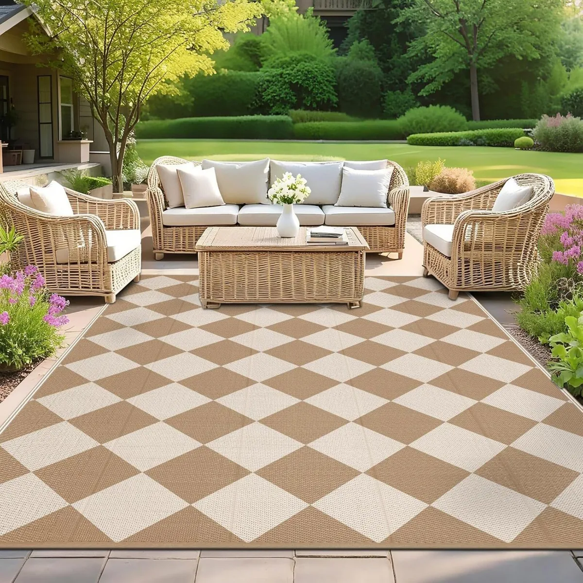 Large Outdoor Rug Brown 270 x 360 cm Waterproof - Image 1