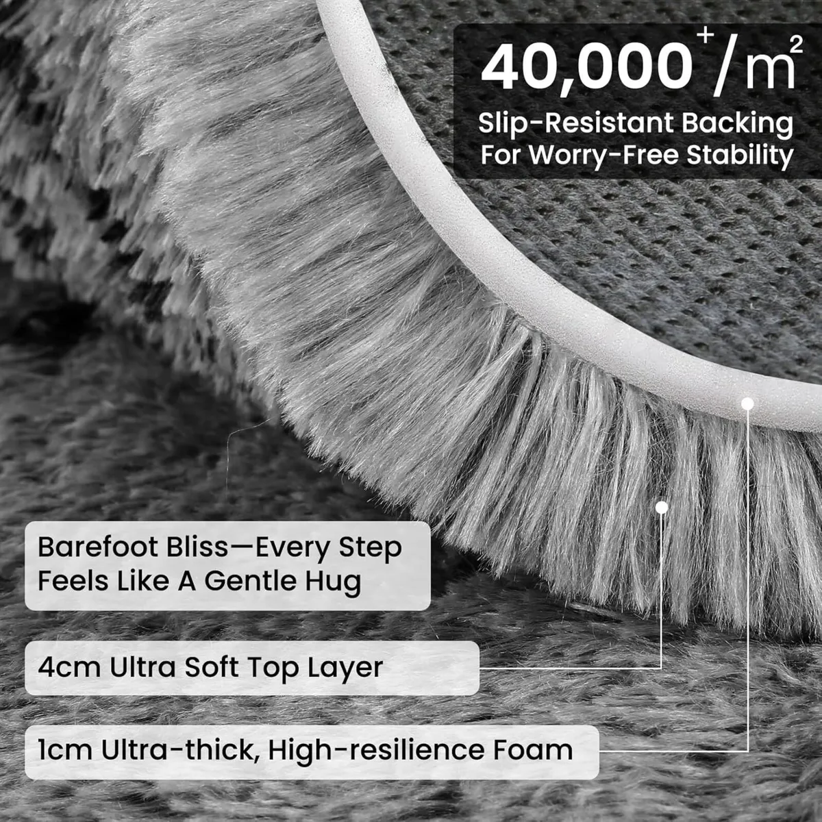 Rugs Living Room 200x290cm Grey Area for Bedroom - Image 3