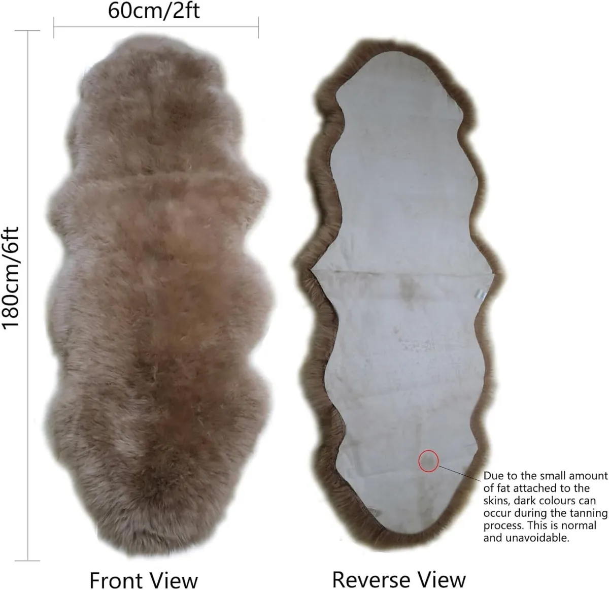 Brown Sheepskin Rug 180x60 cm – Genuine New - Image 3