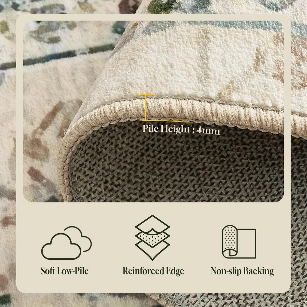 Washable Rugs for Living Room Area Bedroom Short - Image 2