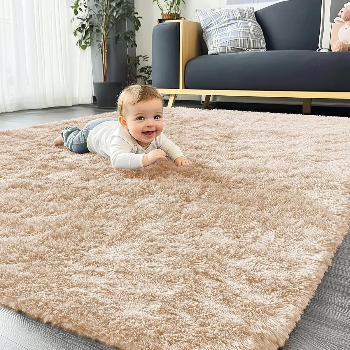 Fluffy Shaggy Rugs Living Room Large Anti Slip - Image 1