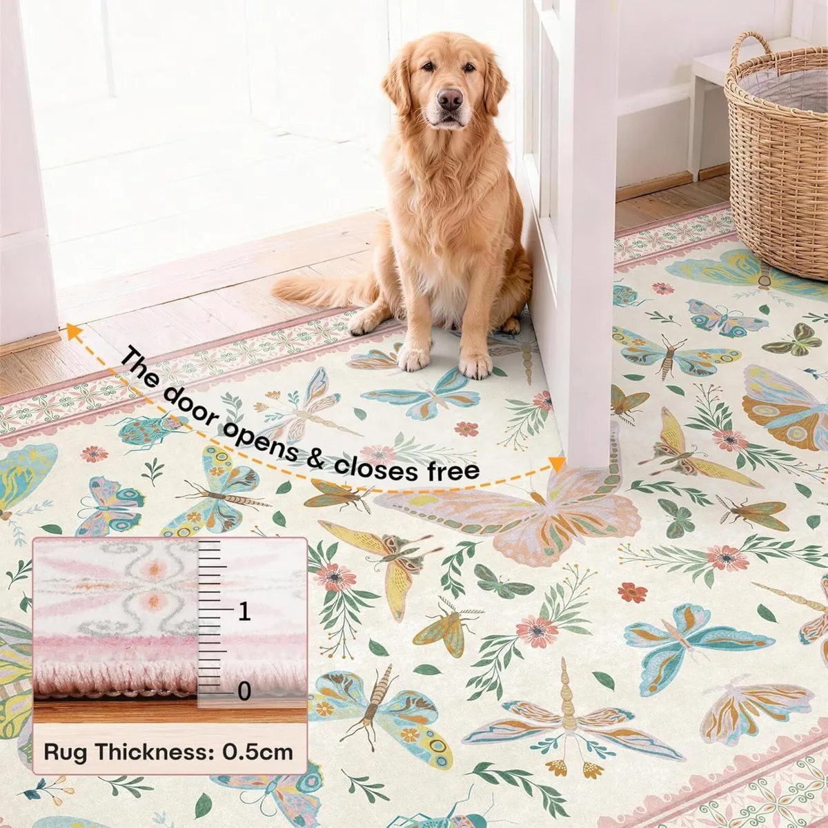 Large Living Room Rug 200x290cm Butterfly Insect - Image 3