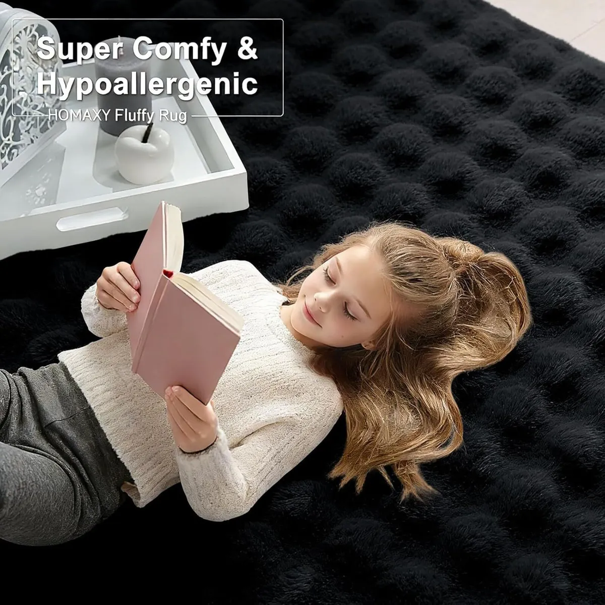 Fluffy Shaggy Rugs Living Room with 3D Bubble - Image 2