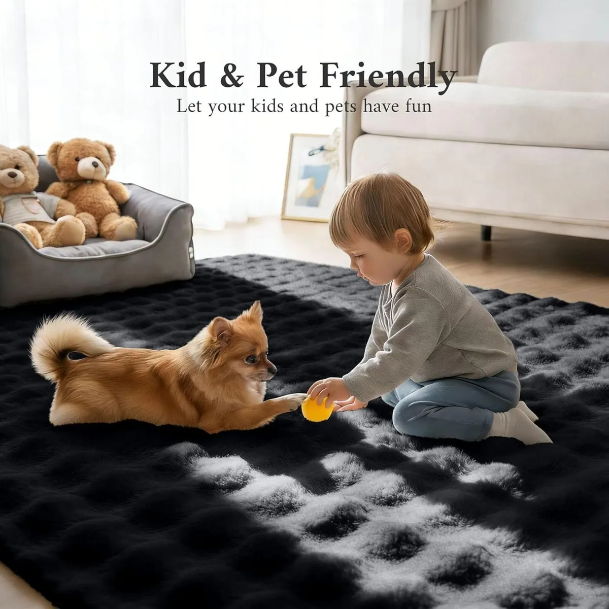 Fluffy Shaggy Rugs Living Room with 3D Bubble - Image 4