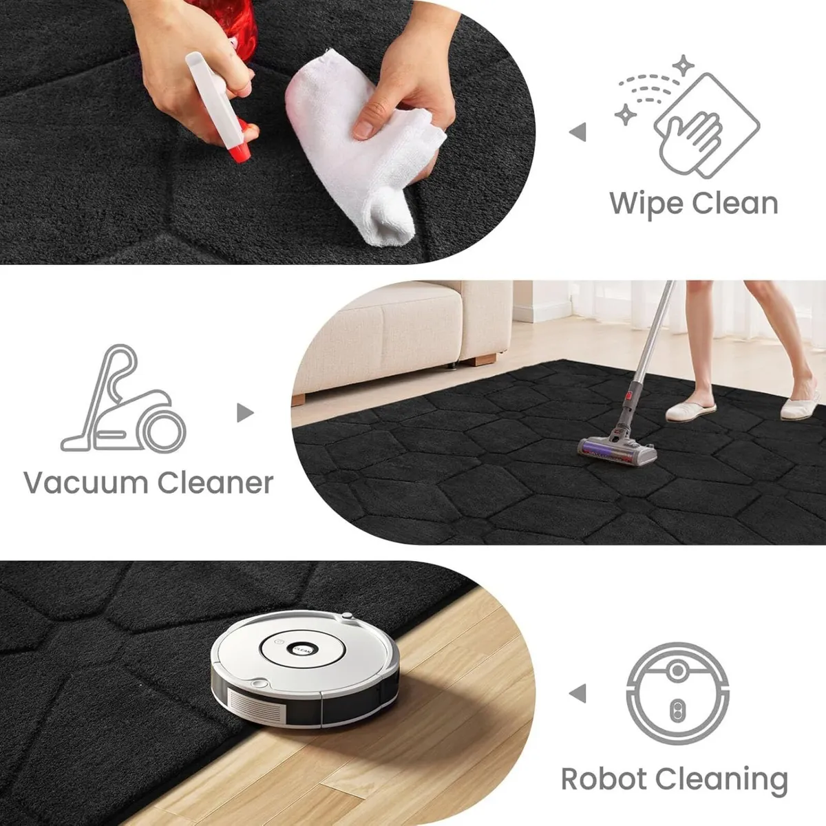 Rugs Living Room 240x300 3D Black Area for - Image 3