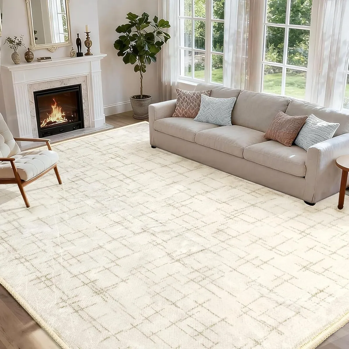 Extra Large Area Rug for Living Room Cream - Image 1