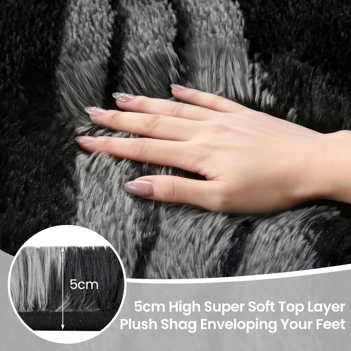 Grey Rugs Living Room 200x300cm Striped Area Rug - Image 3