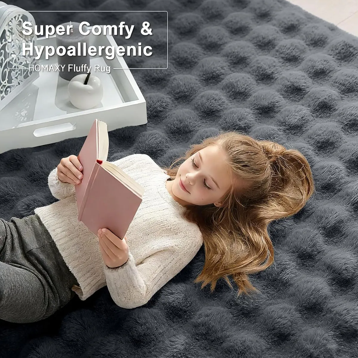 Fluffy Shaggy Rugs Living Room with 3D Bubble - Image 2