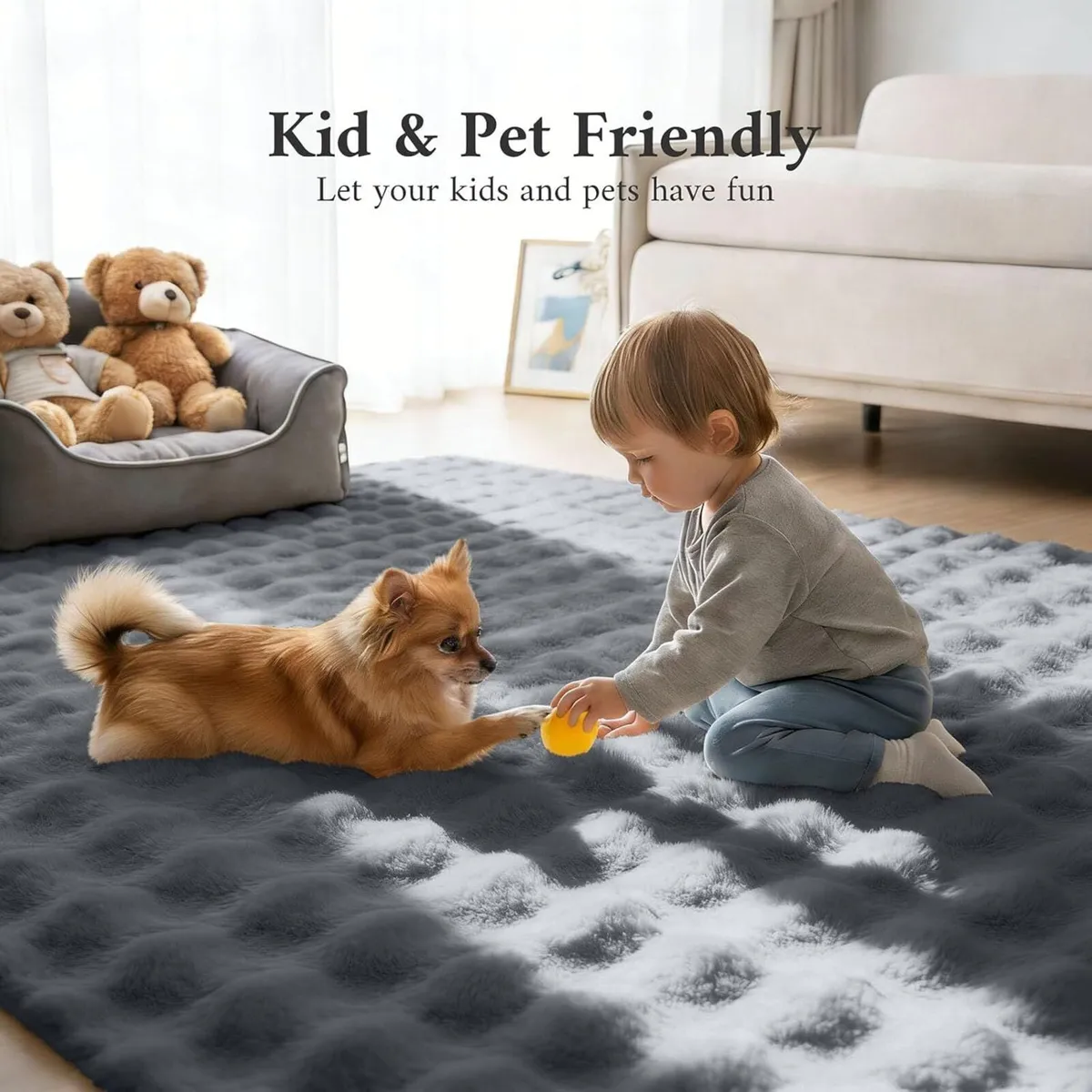 Fluffy Shaggy Rugs Living Room with 3D Bubble - Image 4