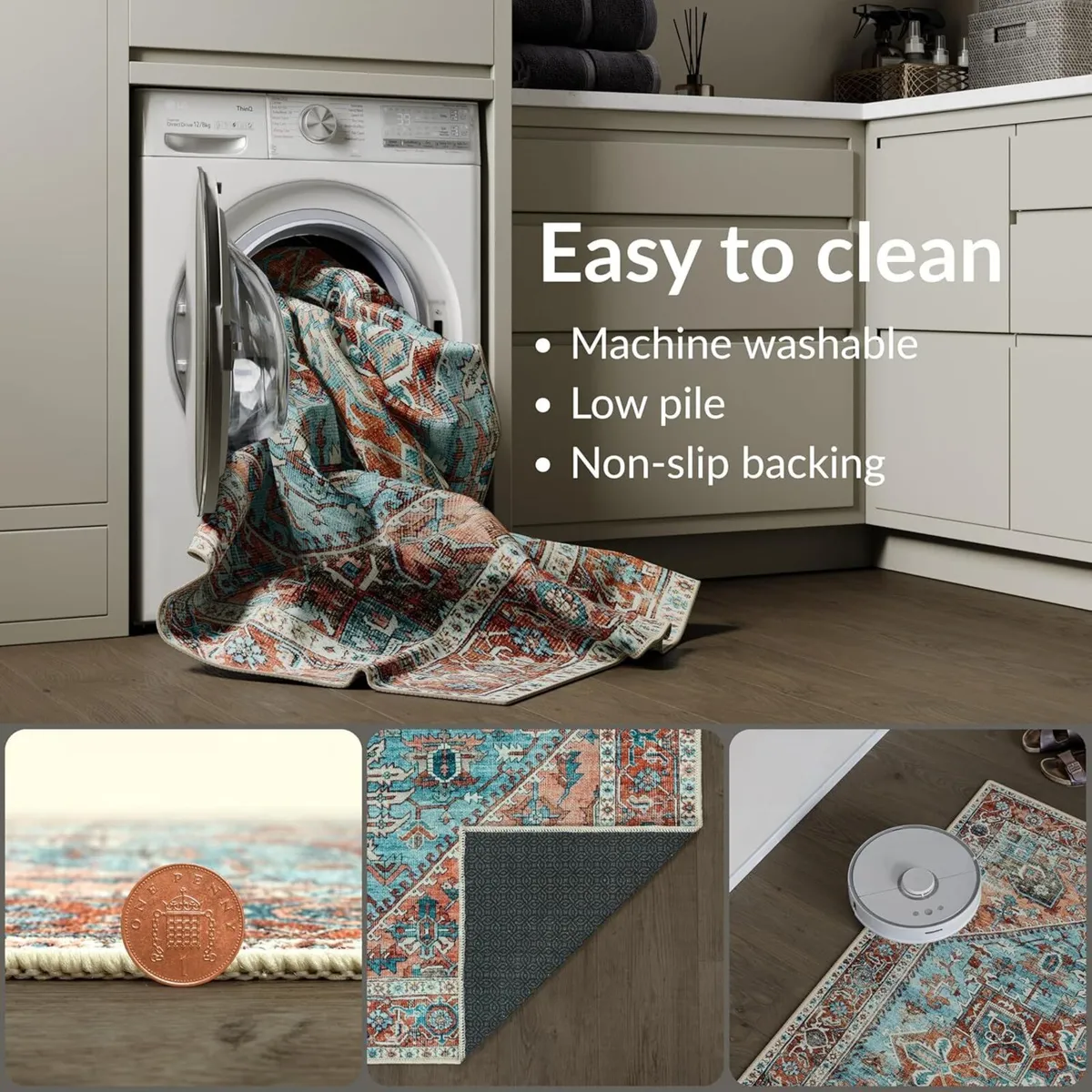 Machine Washable Rug 200x290cm 75% Recycled - Image 3