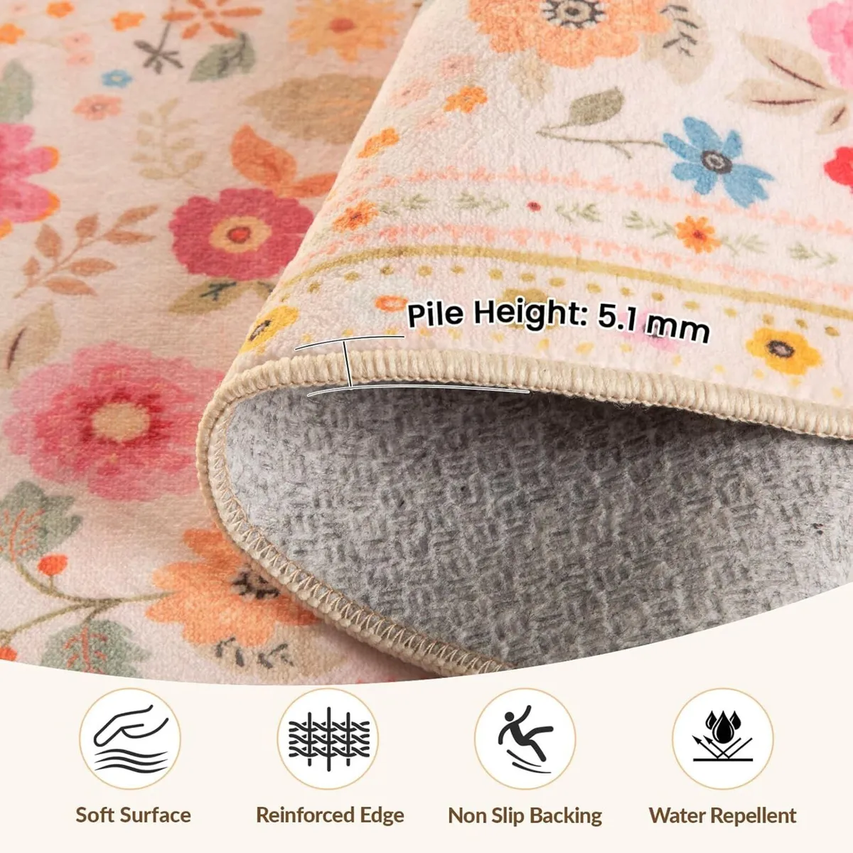 Machine Washable Rug 150x210 cm Non-Slip Low Pile - Image 2