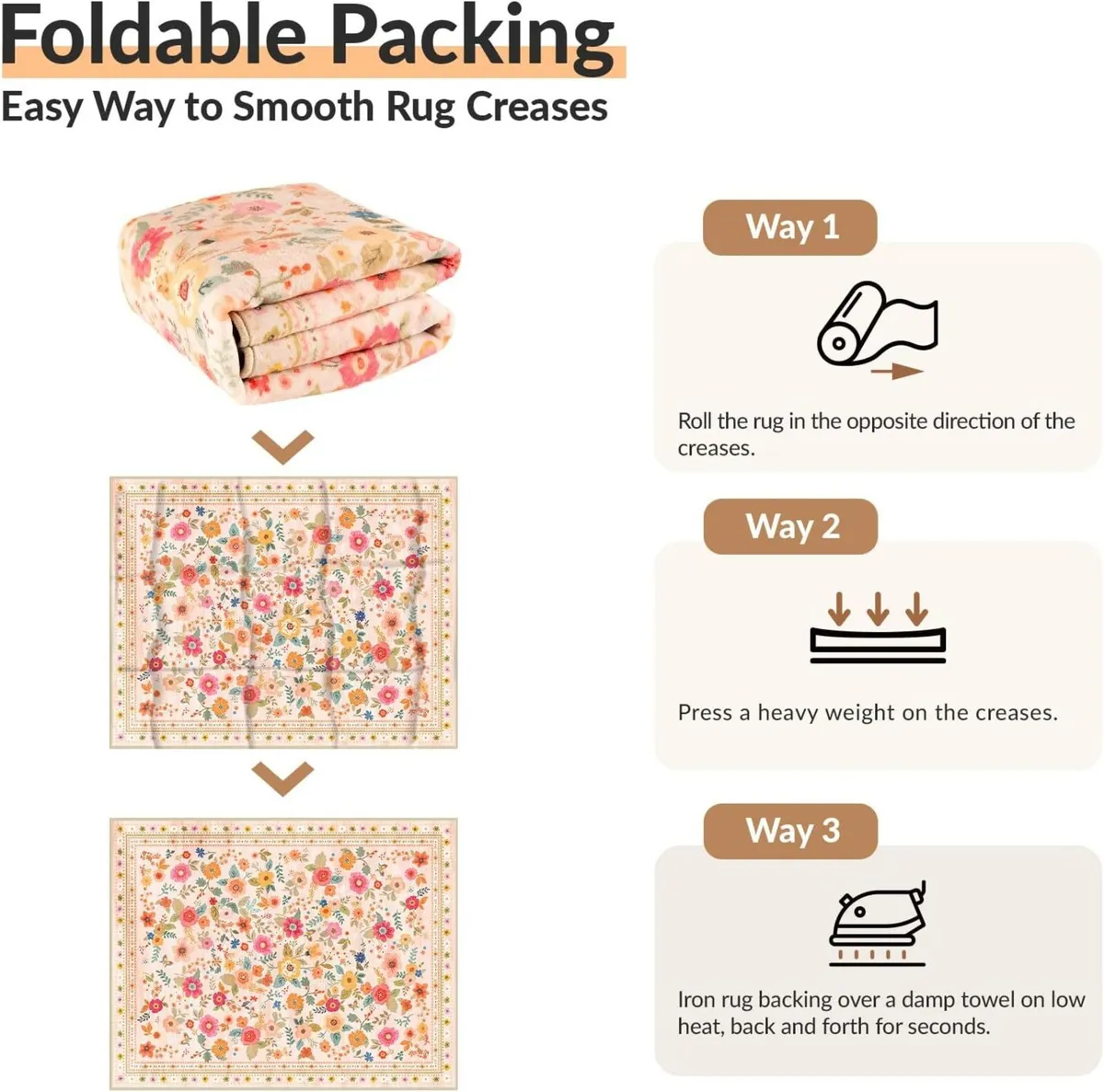 Machine Washable Rug 150x210 cm Non-Slip Low Pile - Image 4