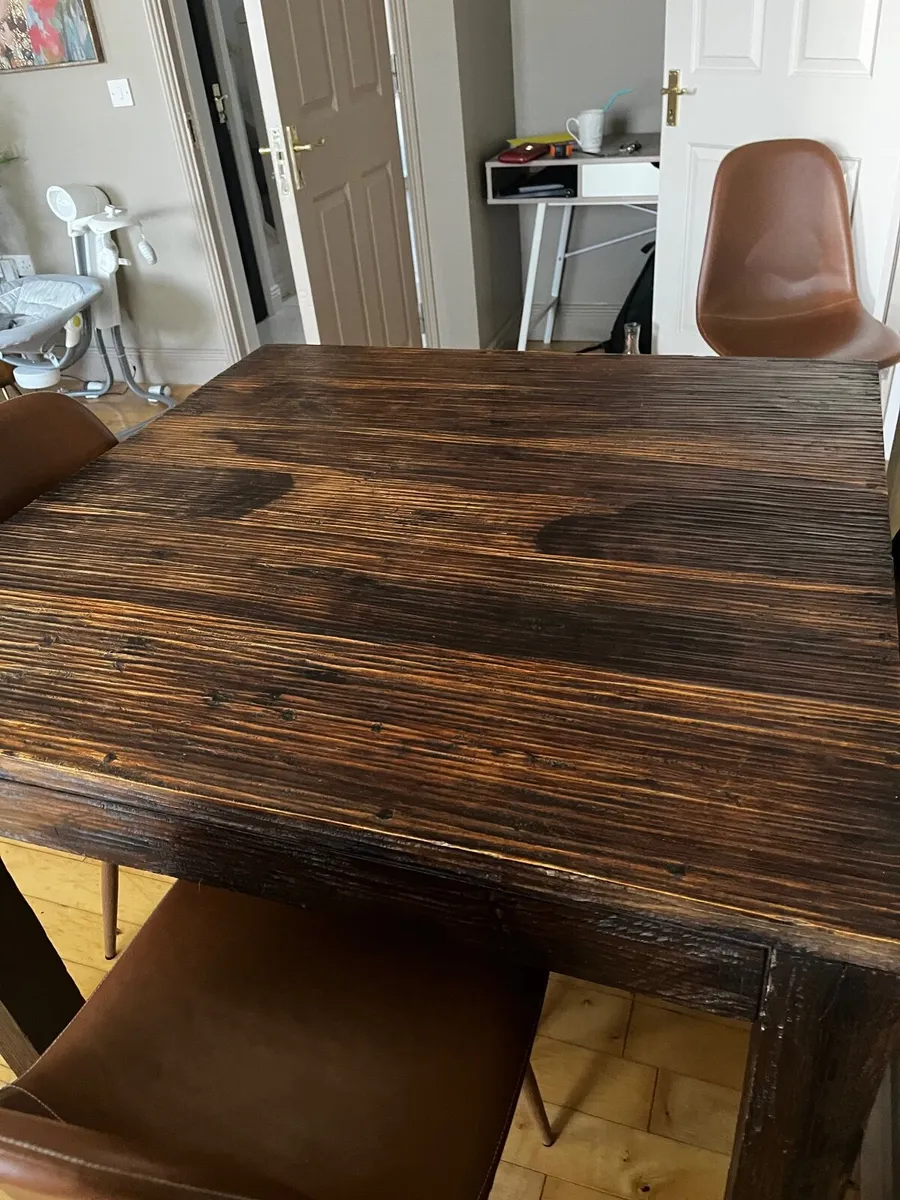 Rustic solid wood dining table - Image 4