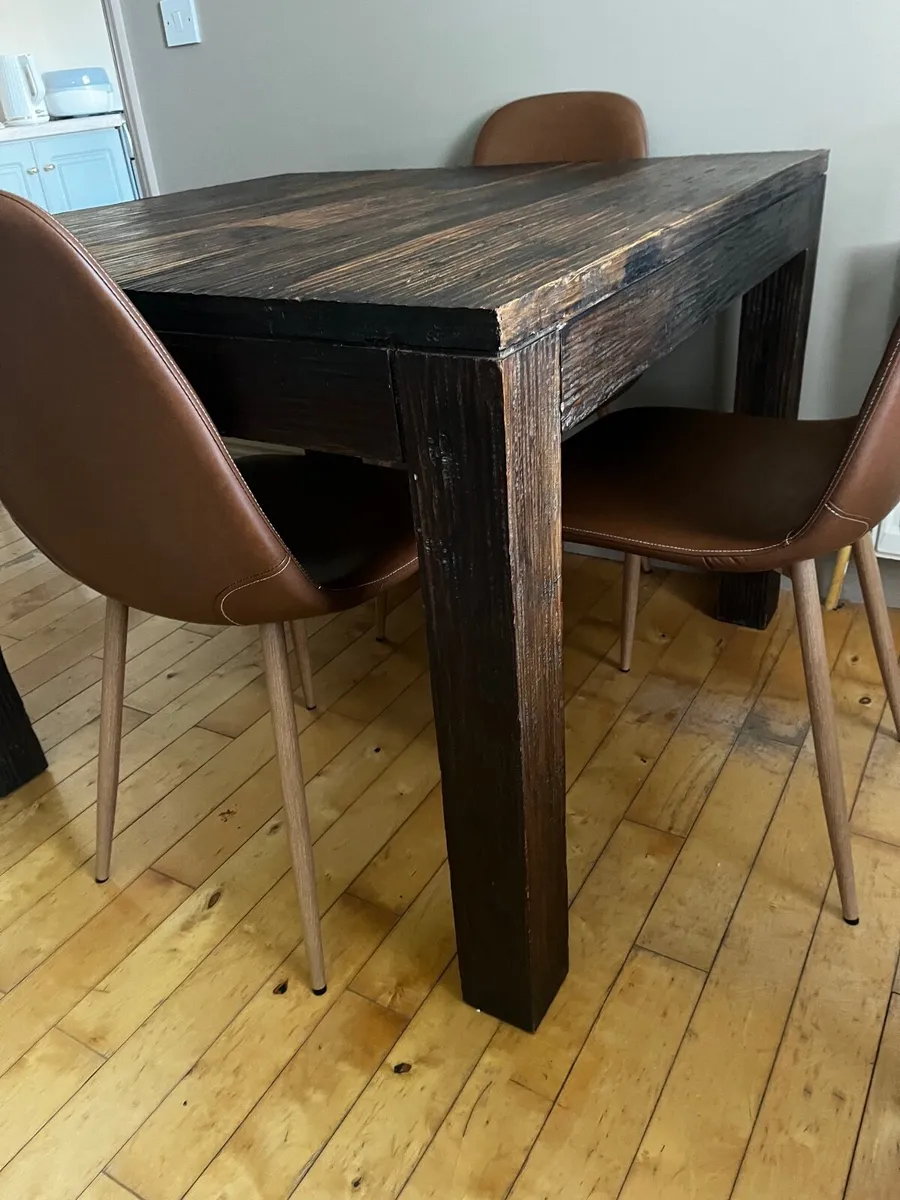 Rustic solid wood dining table - Image 3