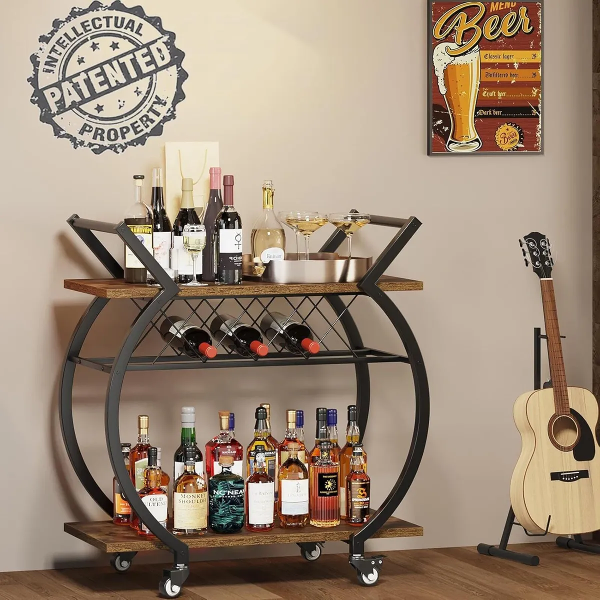 Drinks Trolley Bar Cart for Kitchen Beverage - Image 2