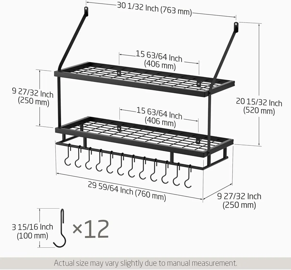 Pot Pan Rack for Kitchen Hanging 76CM Hanger Wall - Image 2