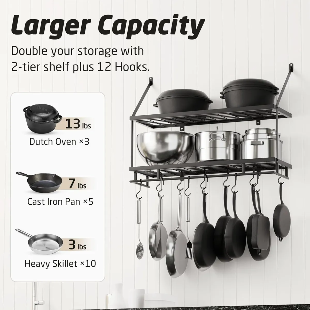 Pot Pan Rack for Kitchen Hanging 76CM Hanger Wall - Image 3