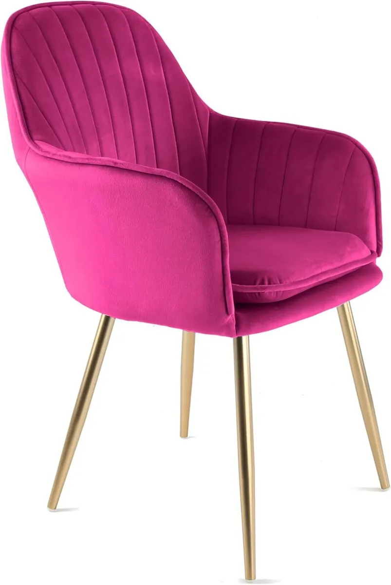 Muse Velvet Fabric Tub Chair With Golden Chrome - Image 1