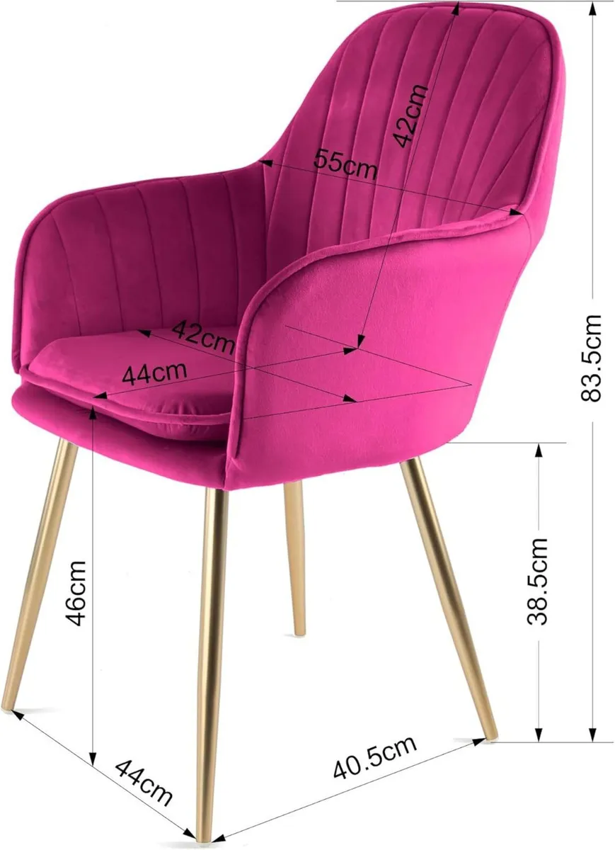 Muse Velvet Fabric Tub Chair With Golden Chrome - Image 2