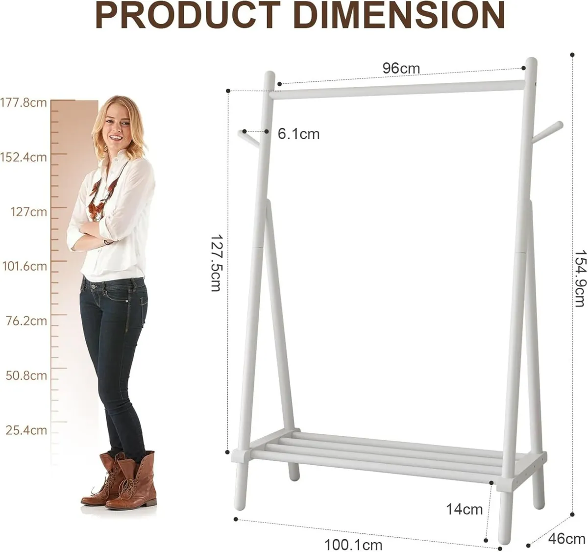 Clothes Rail Rack with Shelf and Hook Sturdy - Image 2