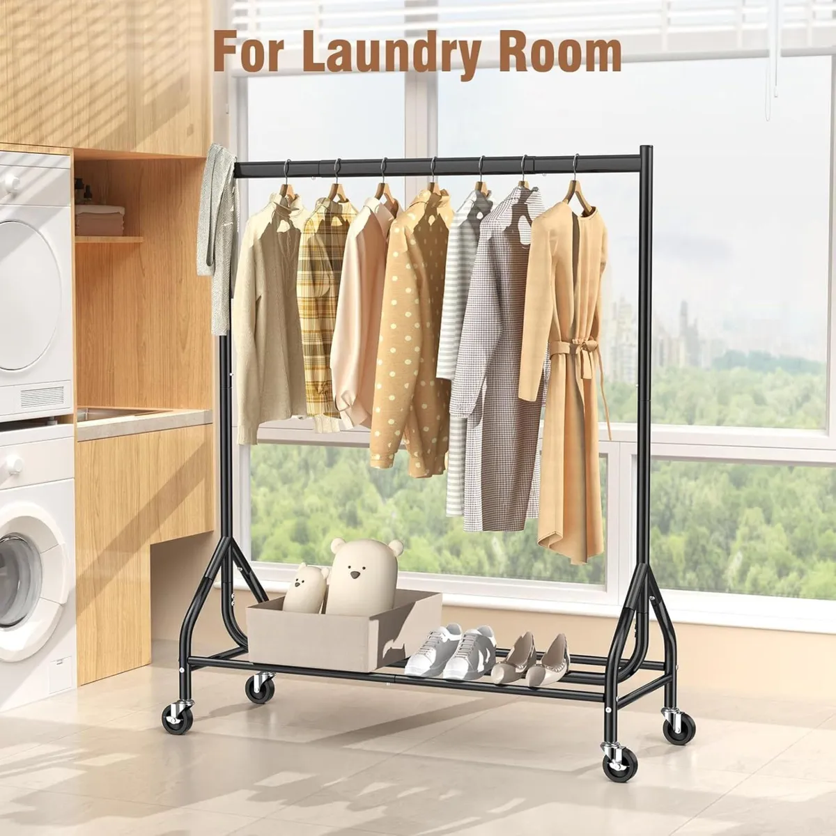 Heavy Duty Clothes Rail Load 180 KG Rolling - Image 2
