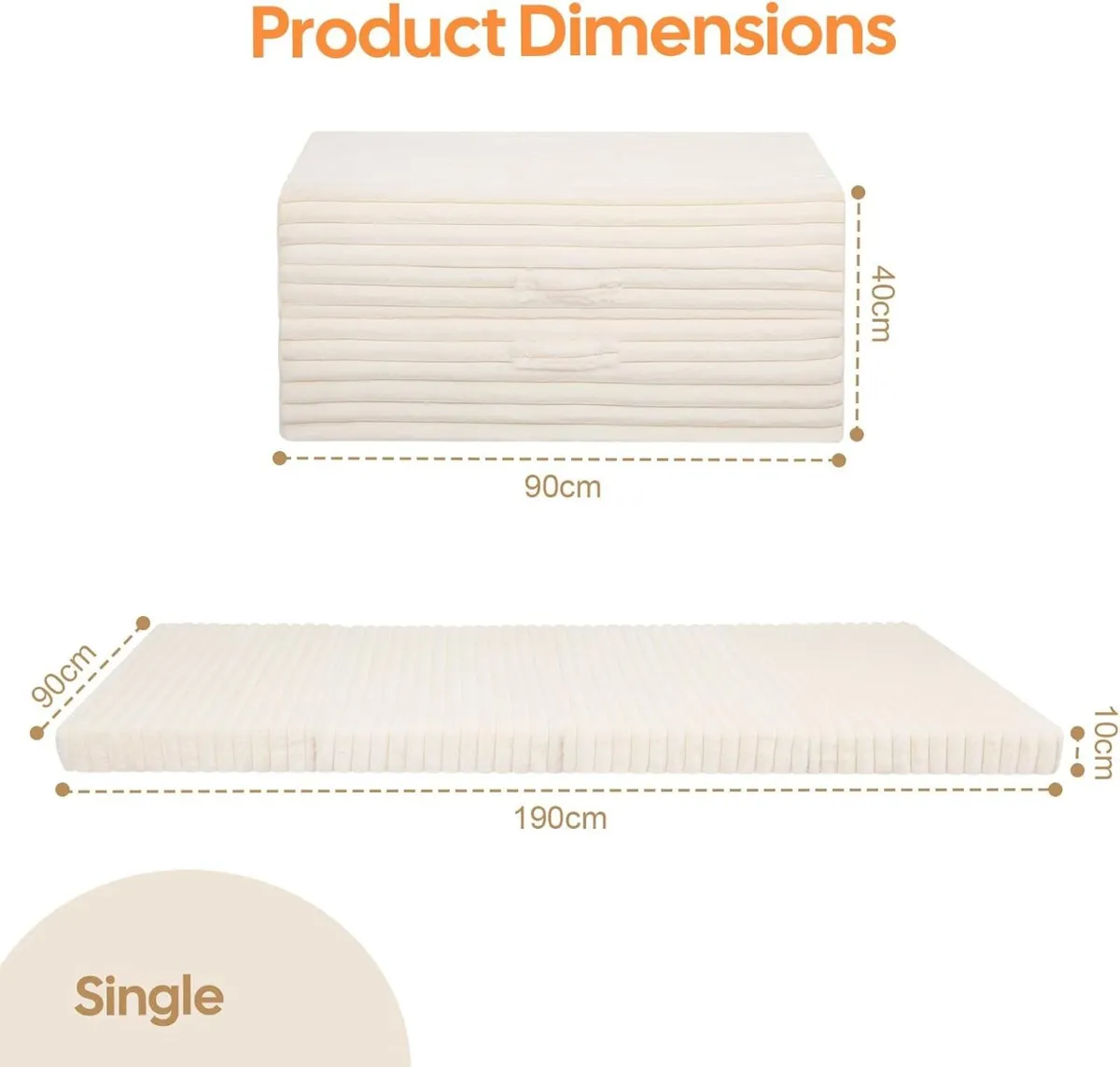 Folding Floor Mattress Single 190x90cm 4-Fold - Image 2