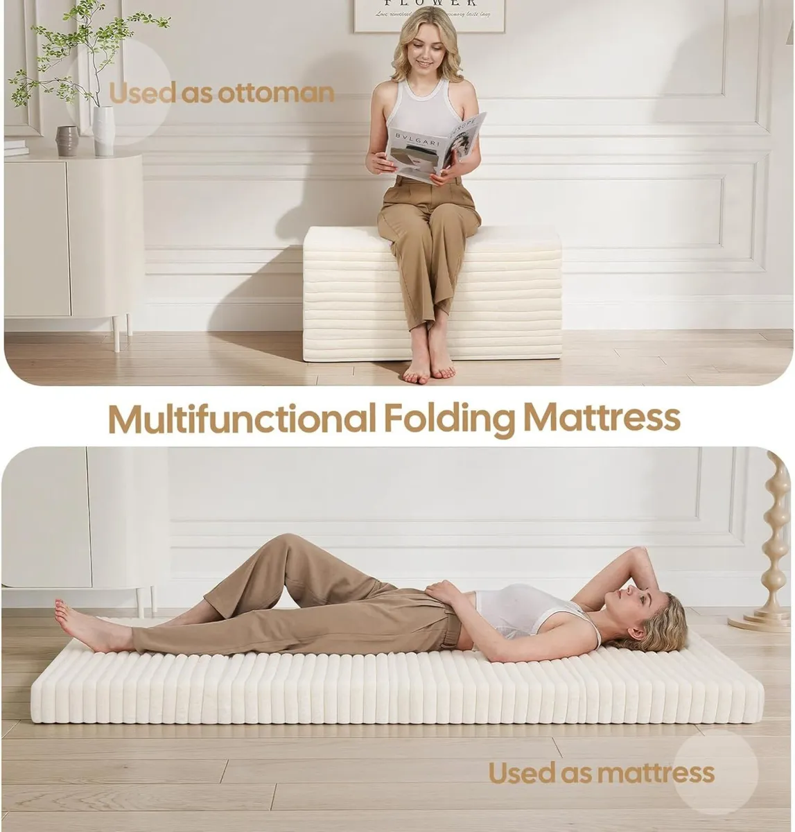 Folding Floor Mattress Single 190x90cm 4-Fold - Image 3