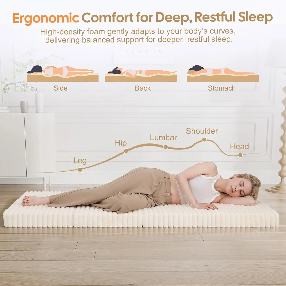 Folding Floor Mattress Single 190x90cm 4-Fold - Image 4