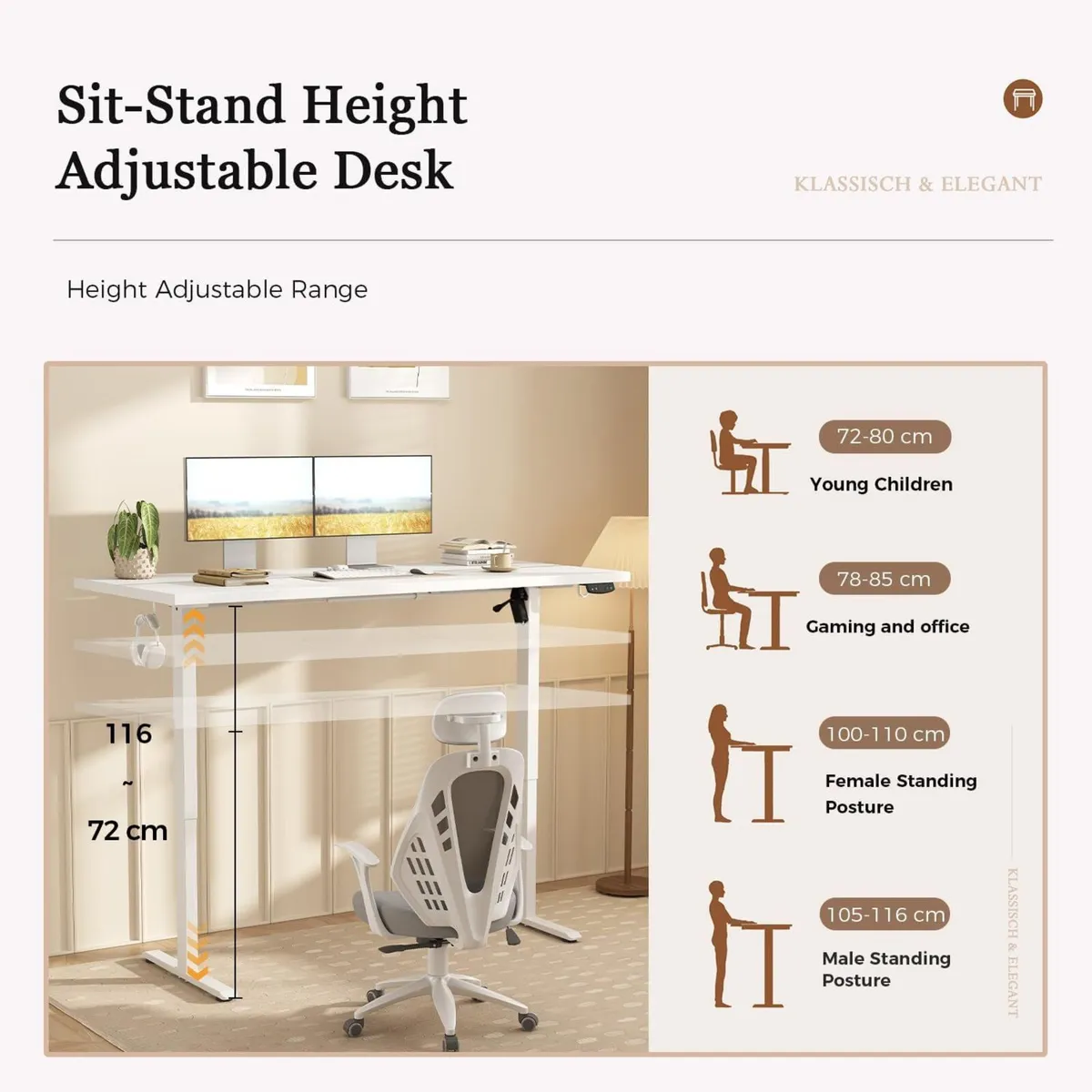 Height-Adjustable Desk Electric Sit-Stand Office - Image 3