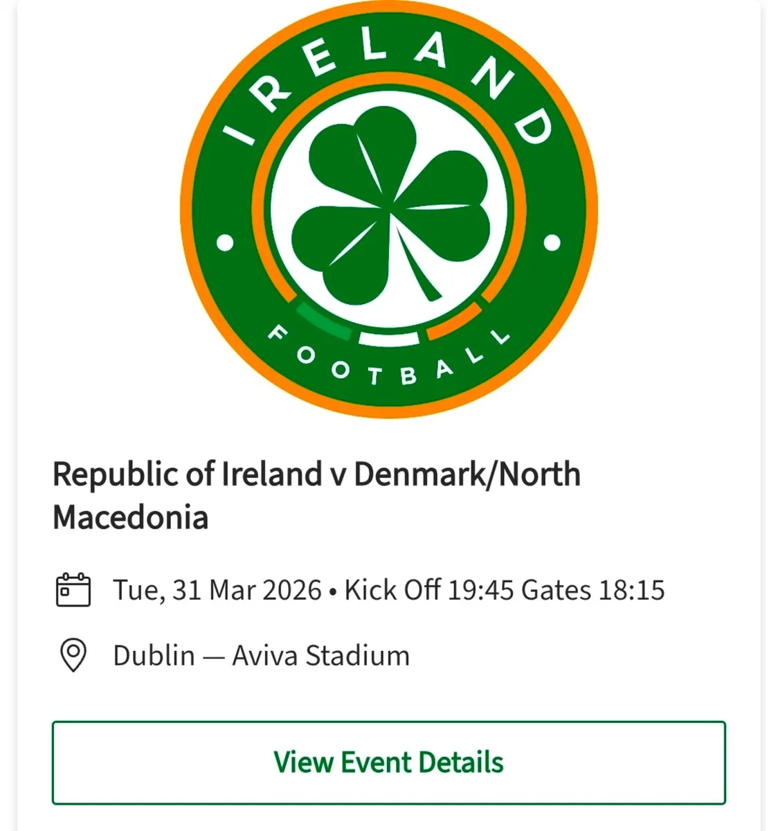 Ire tickets x 4 - Image 1