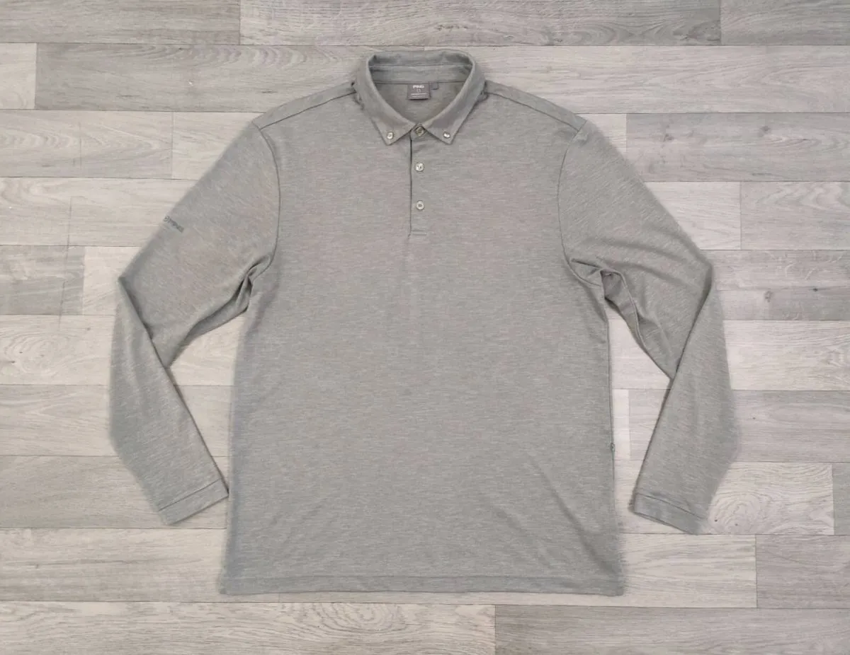 Ping Button Down Long Sleeve Golf Polo Shirt Large - Image 1