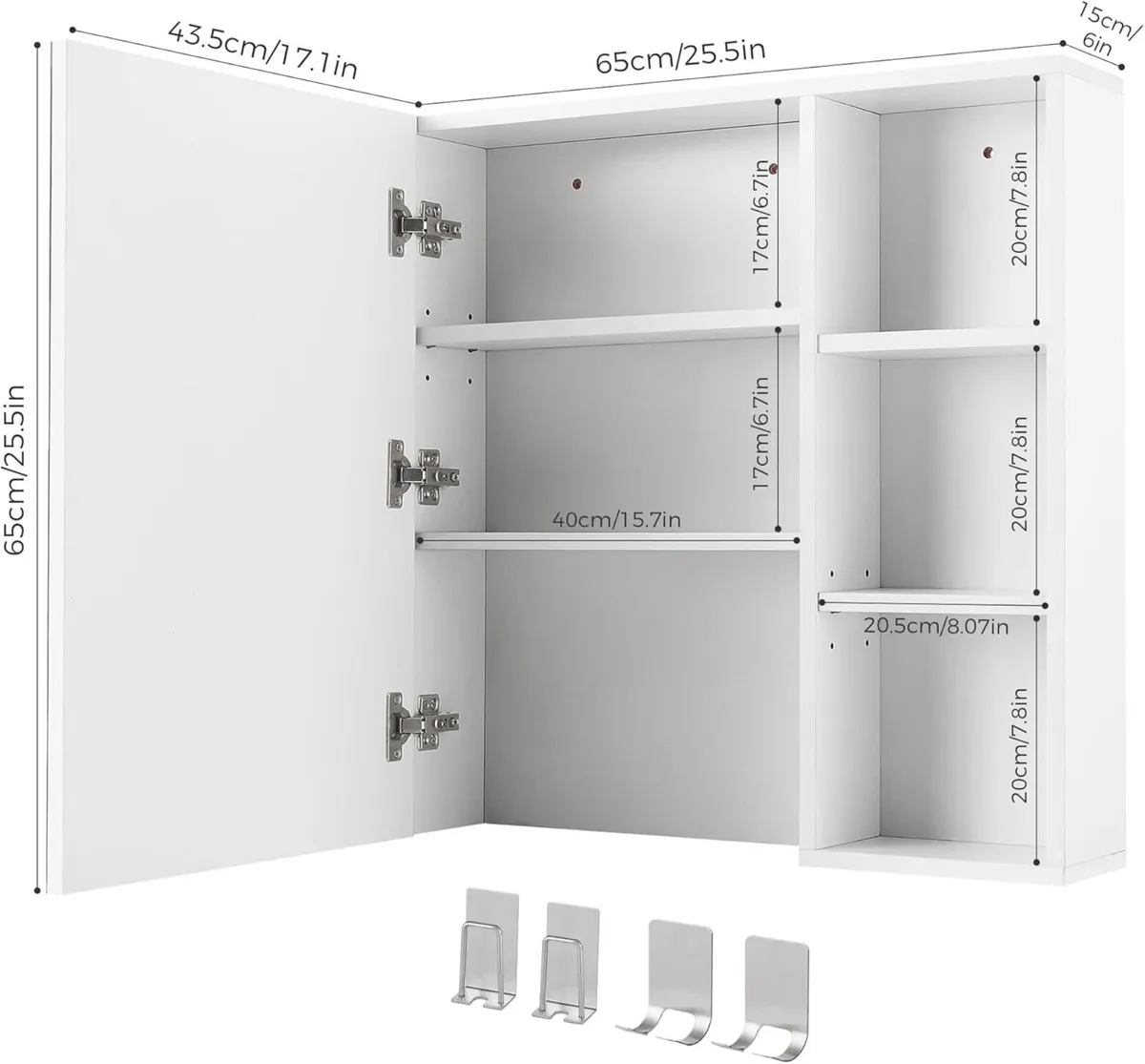 Bathroom Mirror Cabinet Wall with Toothbrush - Image 3