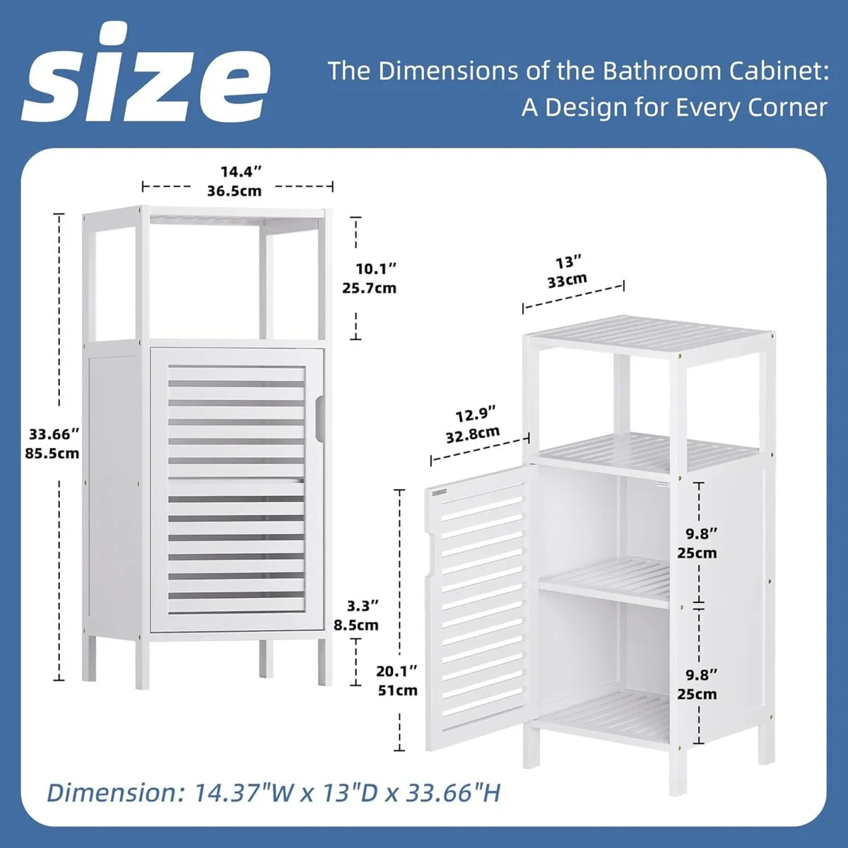 Bamboo Bathroom Storage Cabinet 4 Tier Small - Image 3