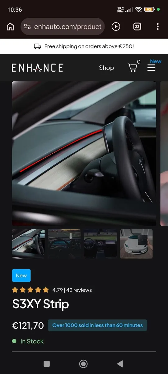 S3XY light strip for Tesla model 3