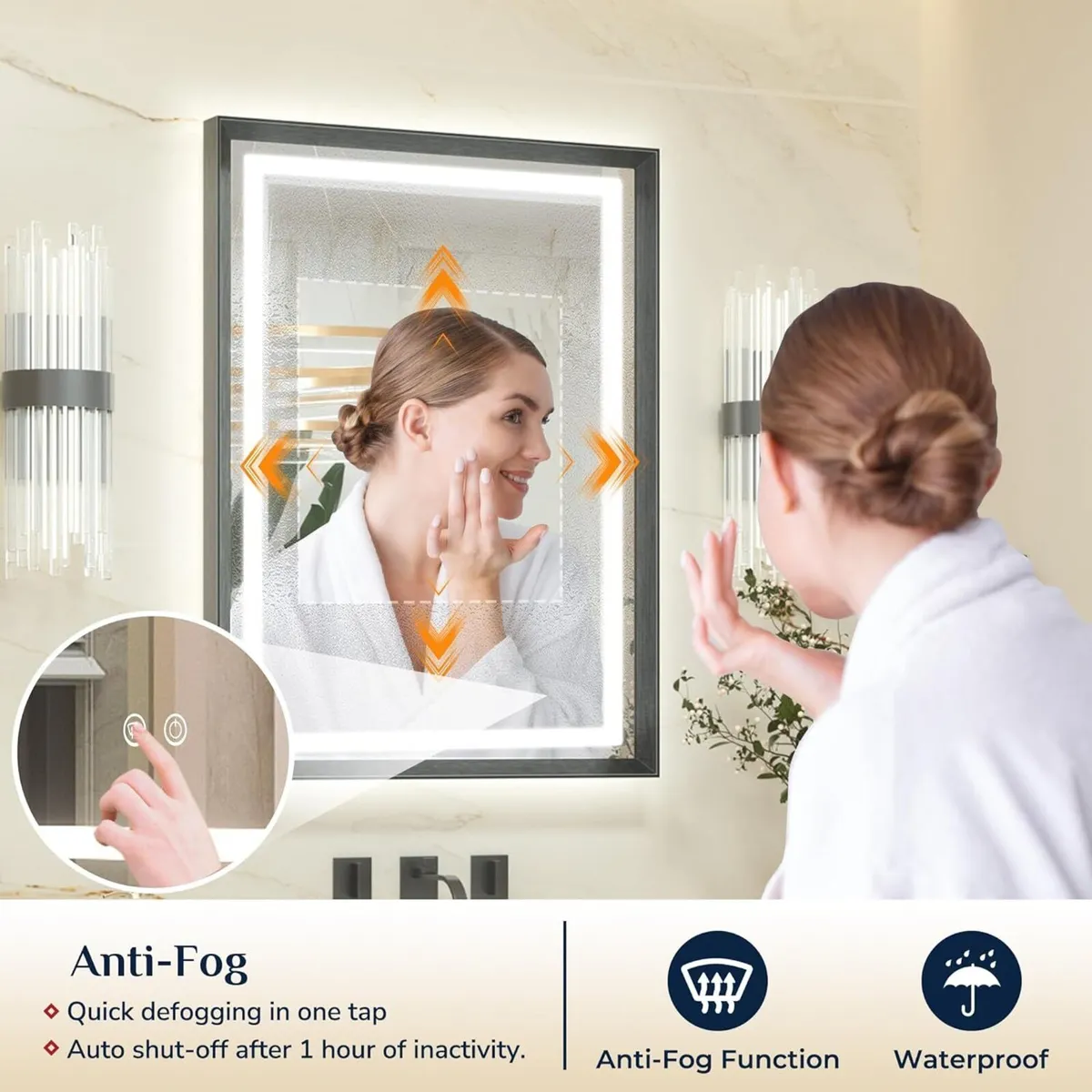 Black Bathroom Mirror with Led Lights 50x70cm - Image 4