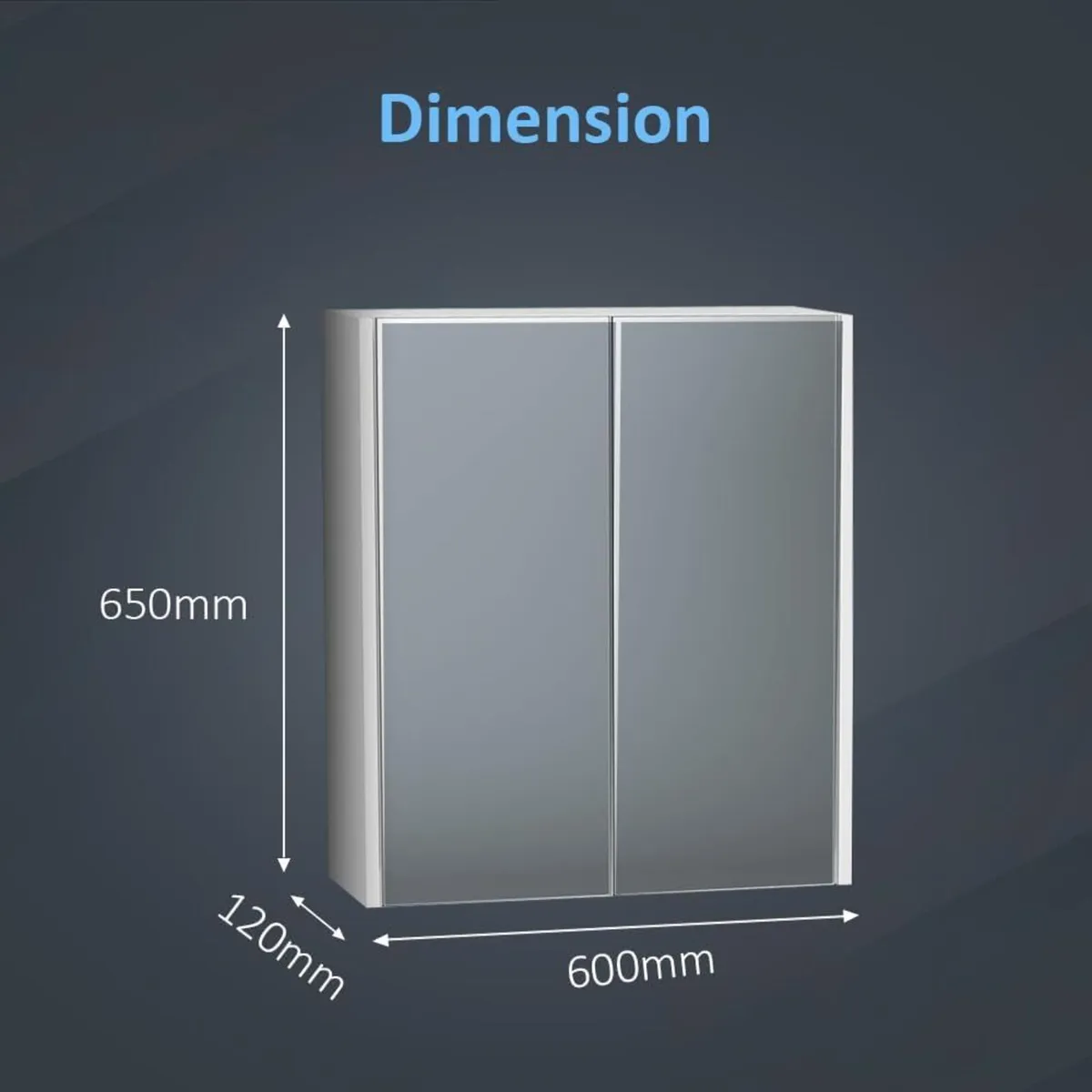 Rehaus Wall Mounted Double Door Mirror Cabinet - Image 3