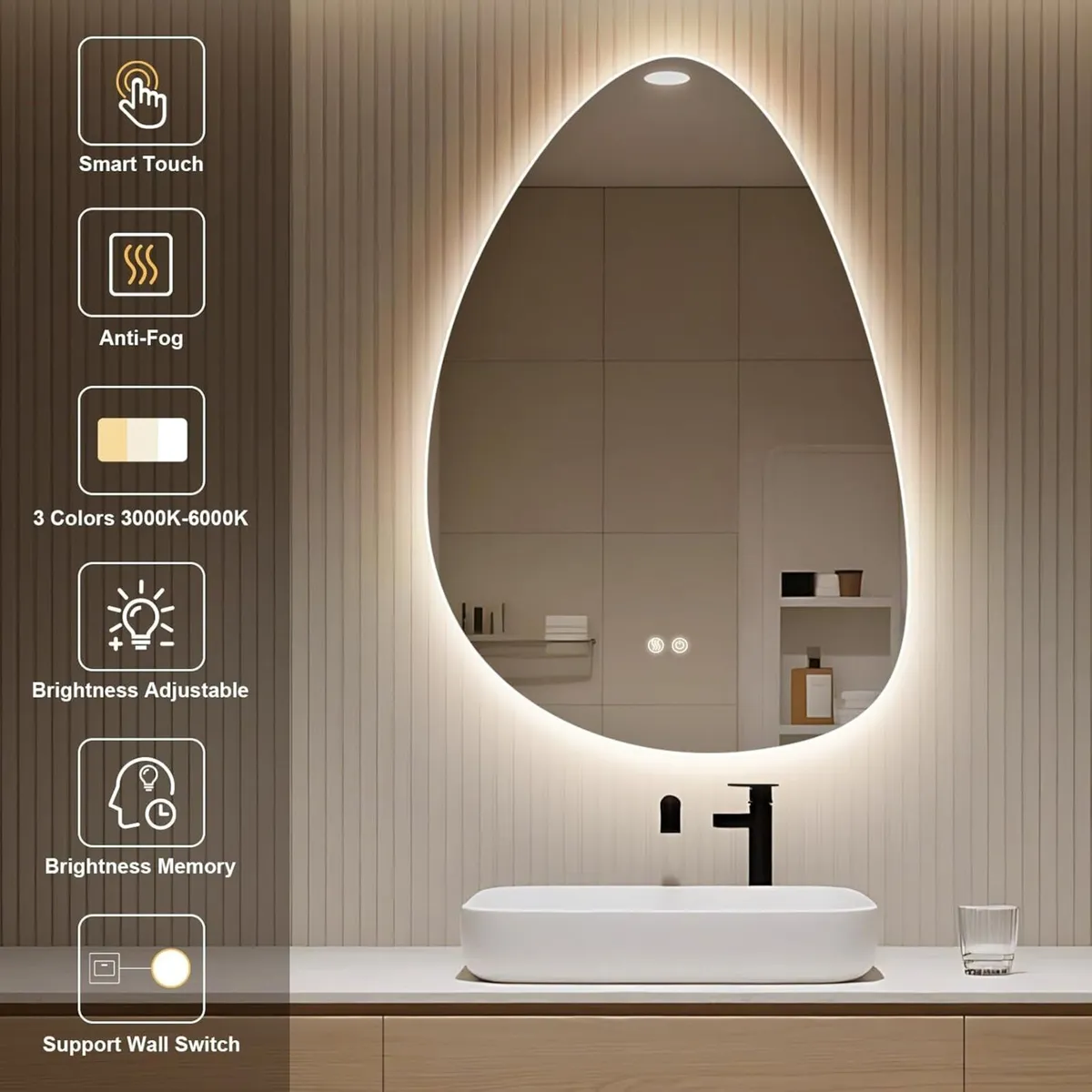Bathroom Mirror with LED Lights 550x800mm - Image 2