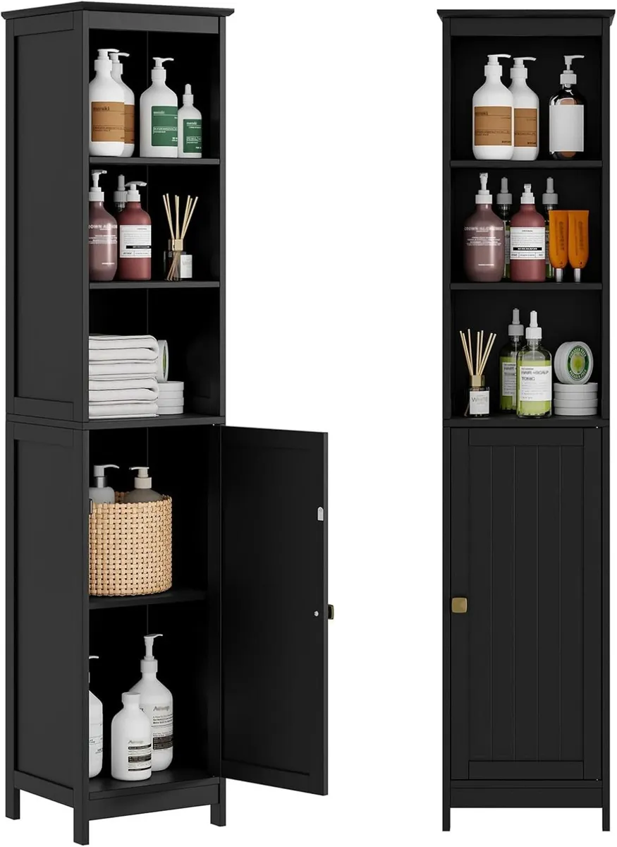 Tall Bathroom Storage Cabinet Slim with Door - Image 1