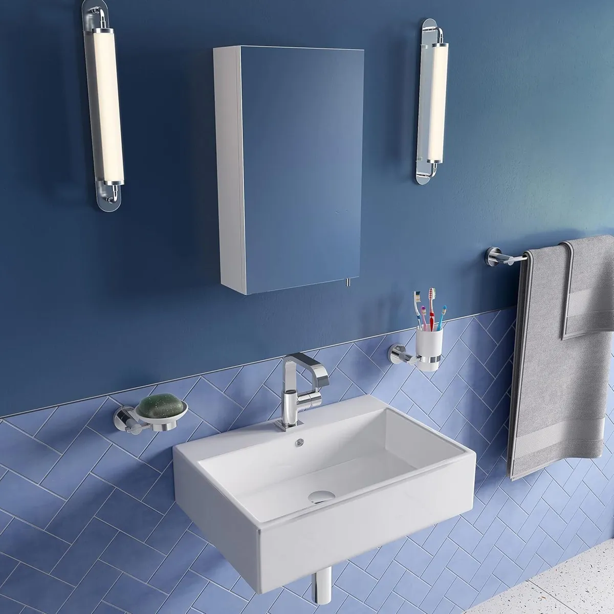 Cullen White Stainless Steel Bathroom Mirror - Image 2