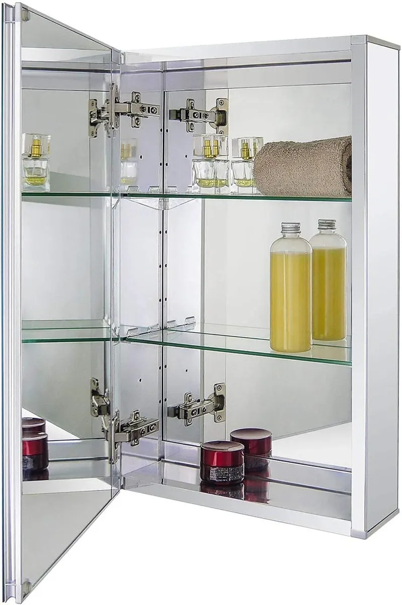 Aluminum Bathroom Mirror Cabinet Recess Mount or - Image 1