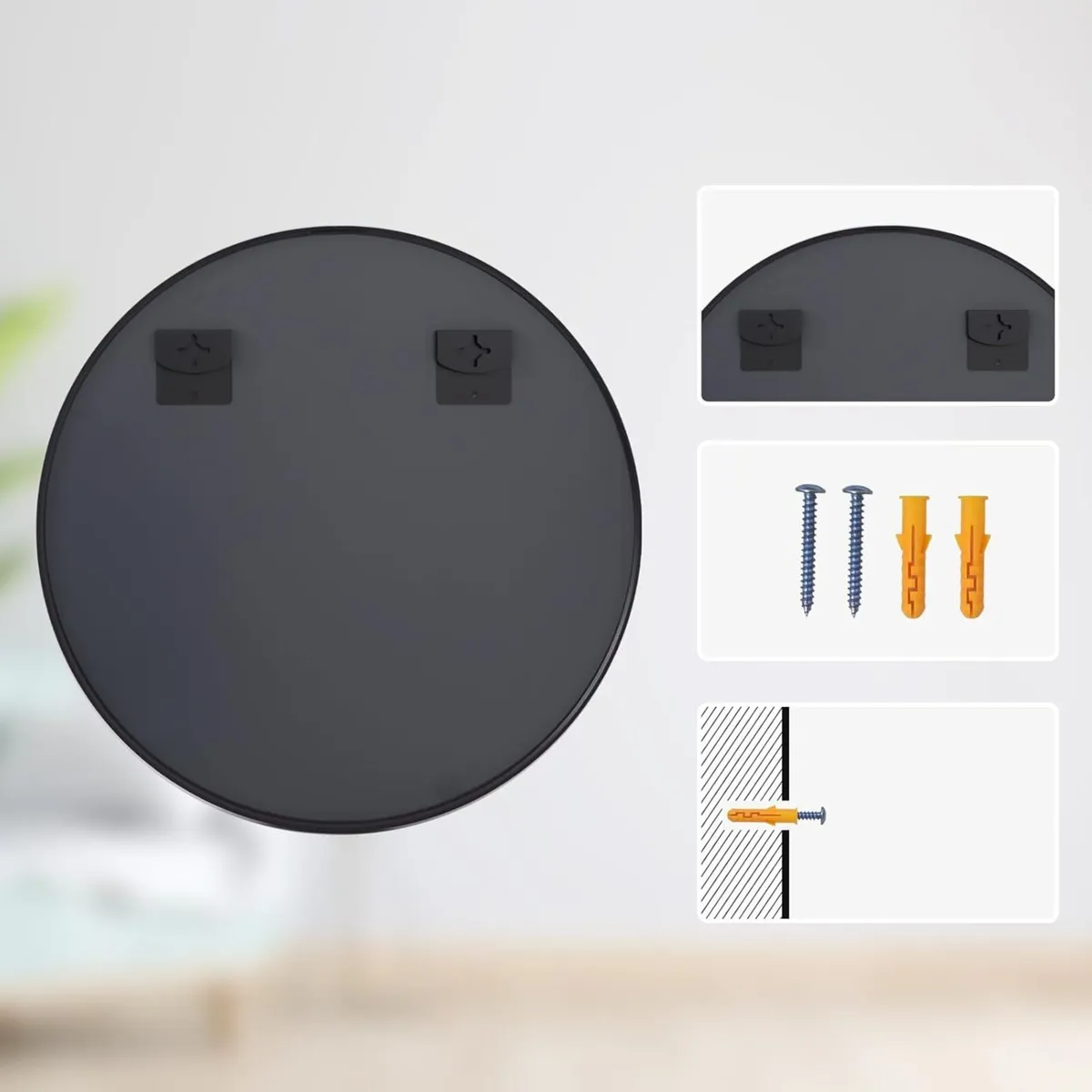 Round Wall Mirror 60x60 CM Circle Wall-Mounted - Image 4