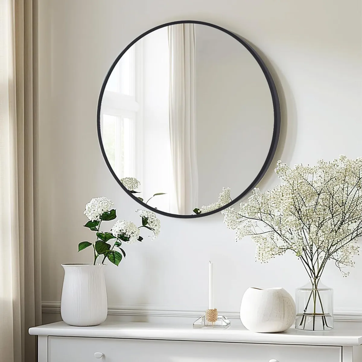 Round Wall Mirror 60x60 CM Circle Wall-Mounted - Image 1