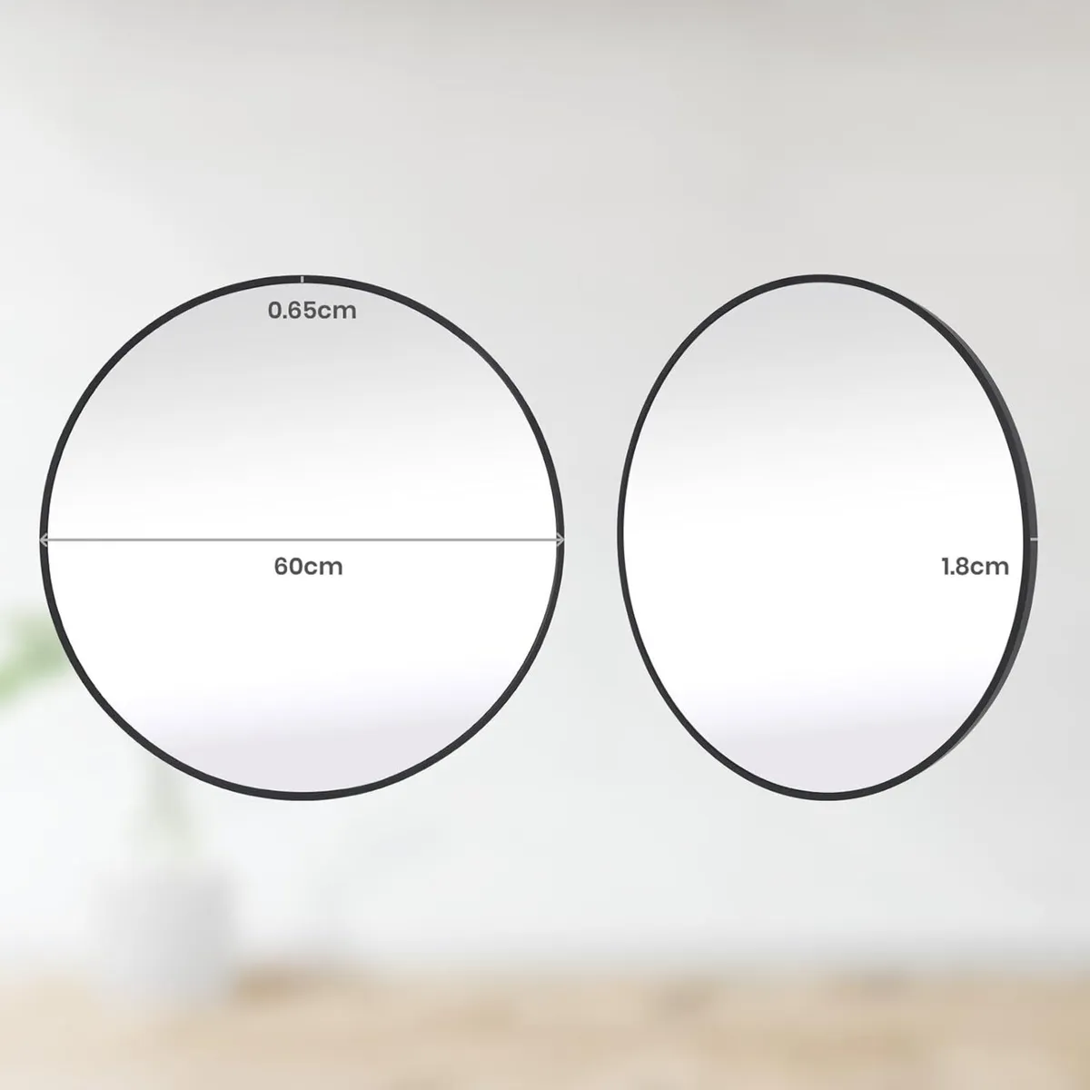 Round Wall Mirror 60x60 CM Circle Wall-Mounted - Image 2