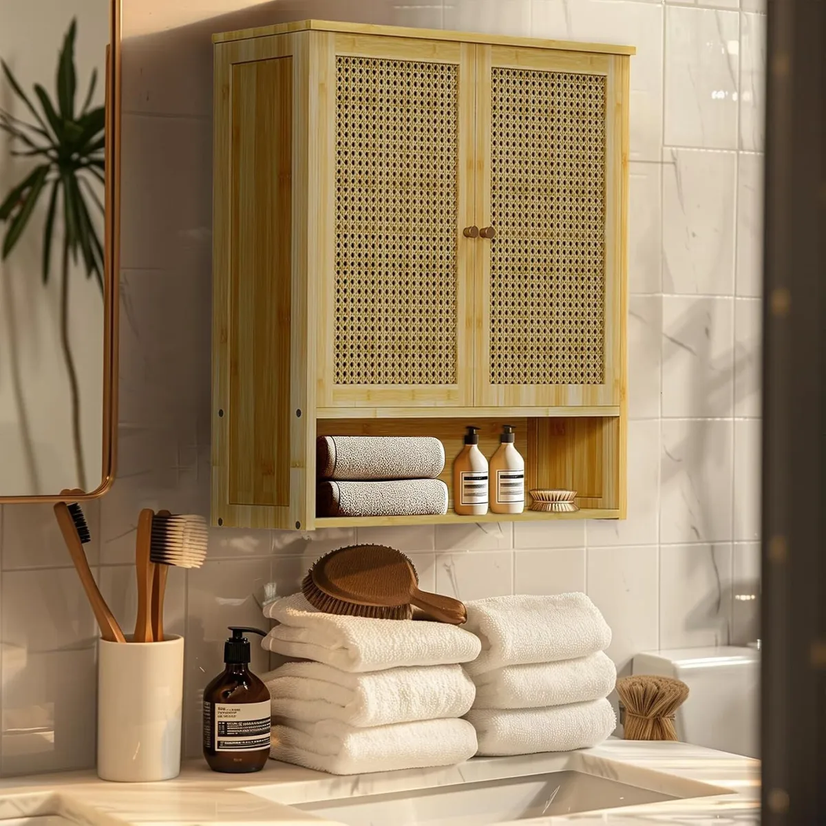 Bathroom Wall Cabinet: Wooden Storage Cupboard - Image 4