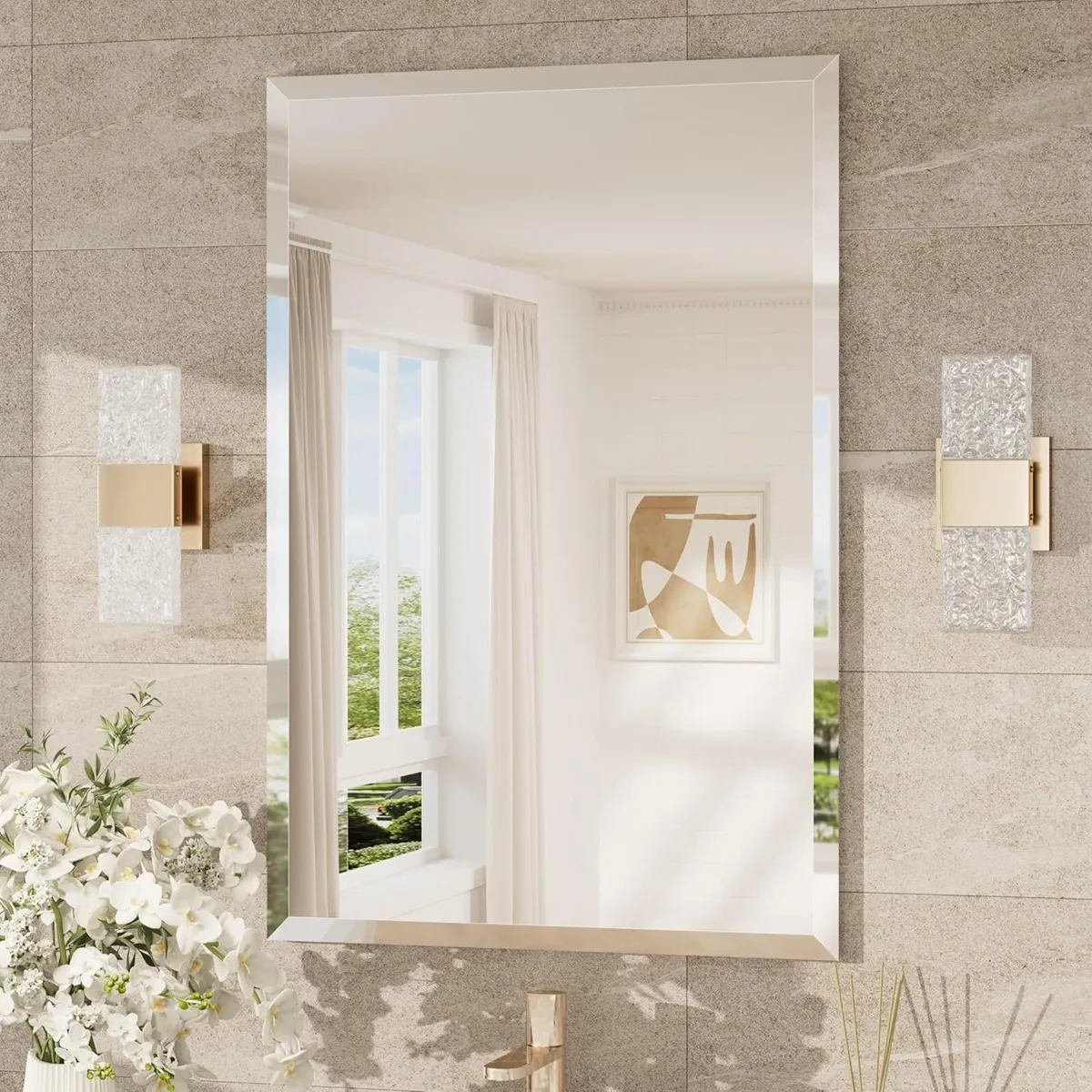 Frameless Bathroom Mirror 60x90cm Wall Mounted - Image 1
