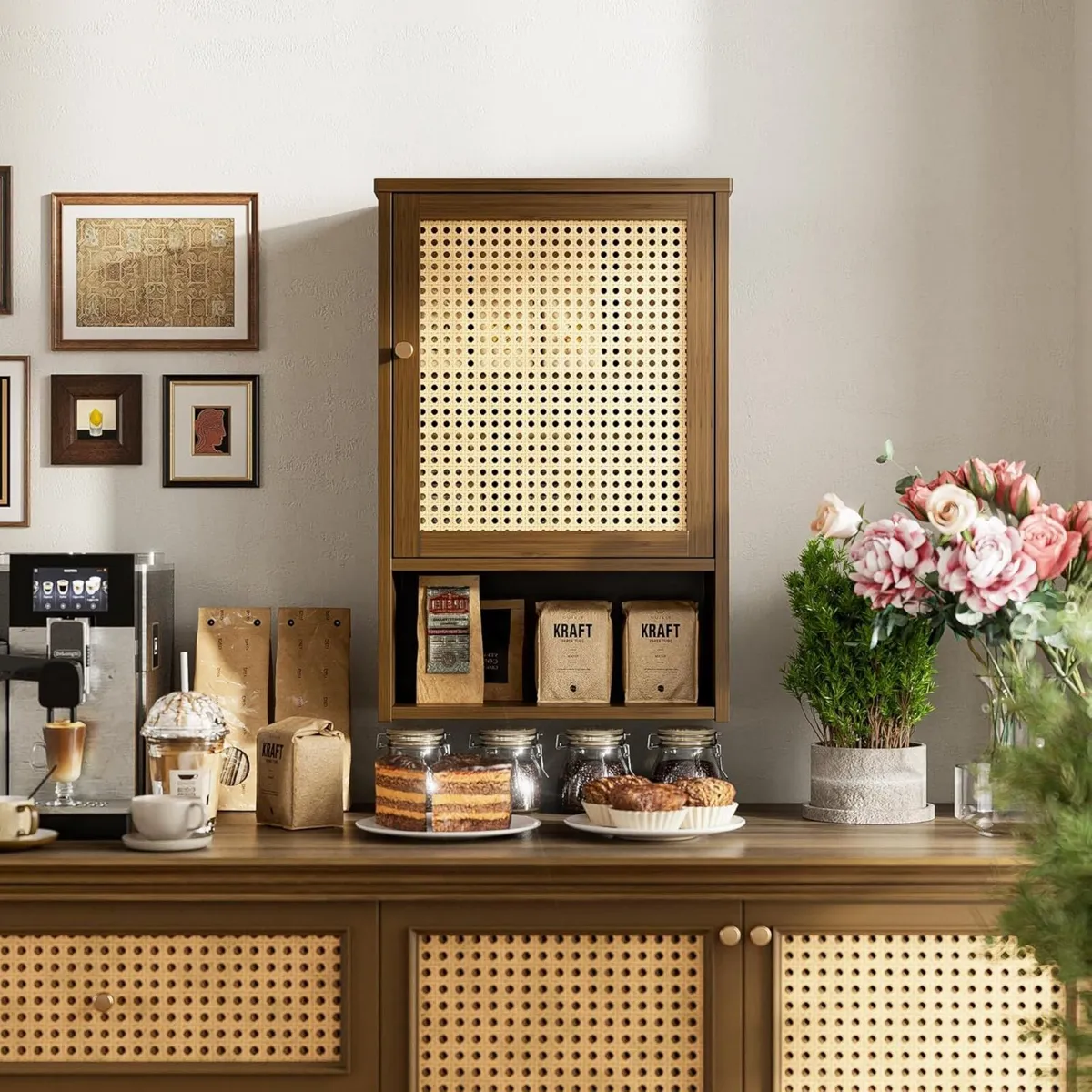 Bathroom Cabinet Wall Mounted Rattan Medicine - Image 2