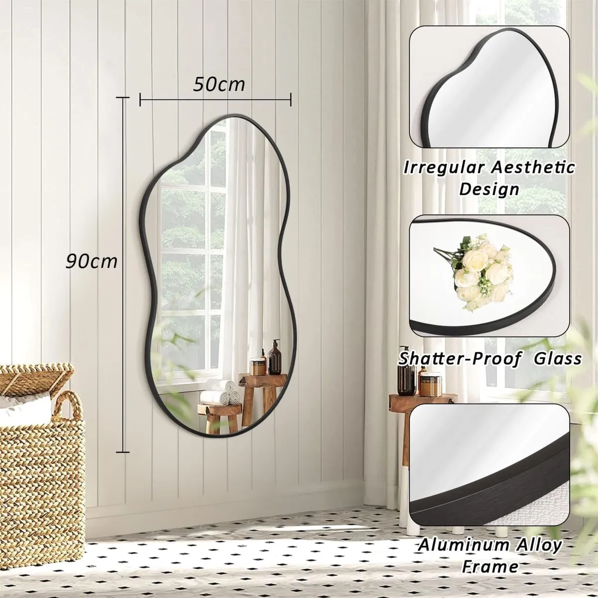 Wall Mirror Large Irregular Bathroom Brushed - Image 2